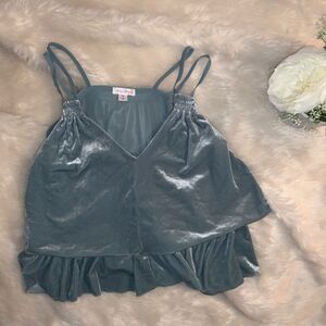 Target Dusty Blue Velvet Crop Top